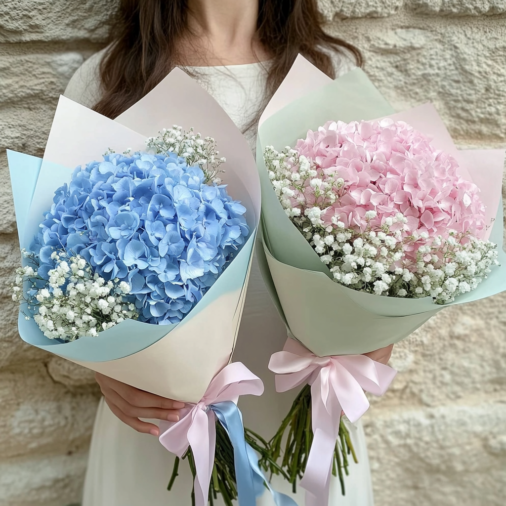 buchet_hortensie_gypsophila_inceput_scoala_flori_brasov