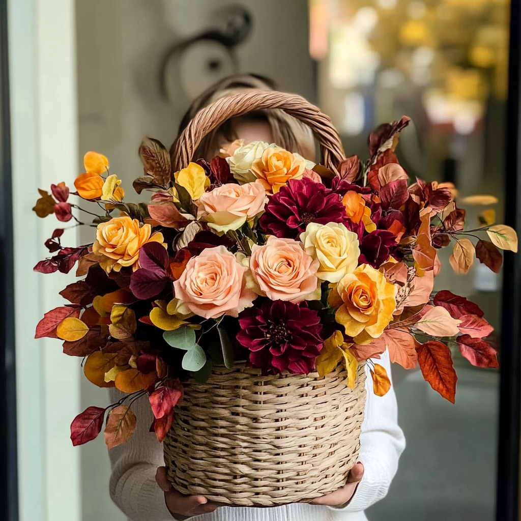 aranjament-floral-cosulet-trandafiri-dianthus-frunze-stejar