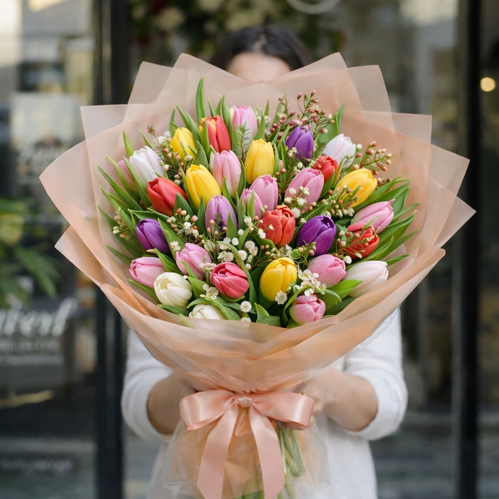 buchet-27-lalele-multicolor-livrare-flori-brasov