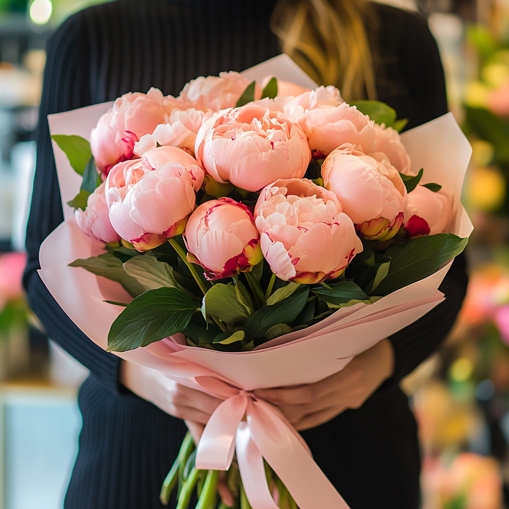 buchet 21 bujori roz livrare Brașov