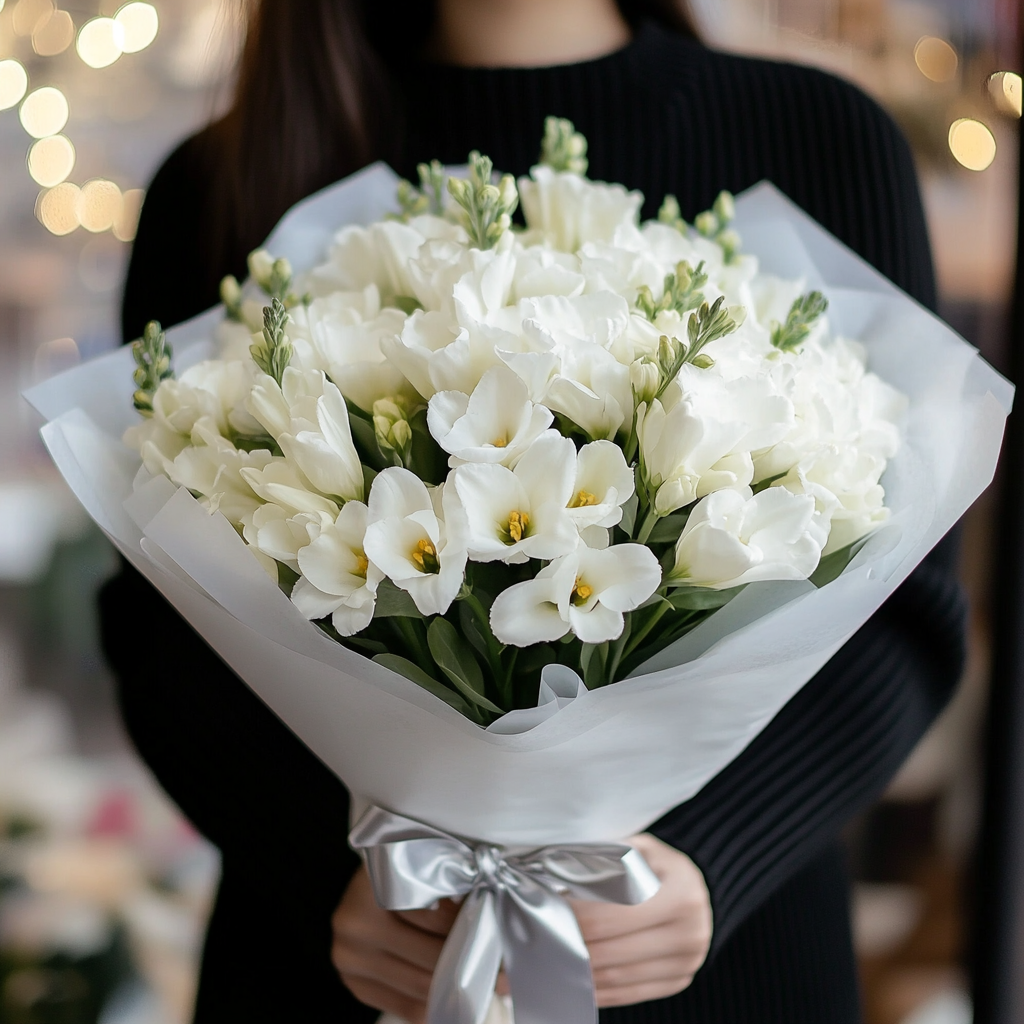 buchet 25 frezii albe livrare Brașov