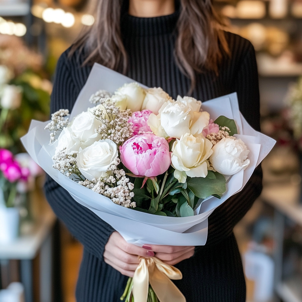 buchet bujori trandafiri matthiola livrare Brașov