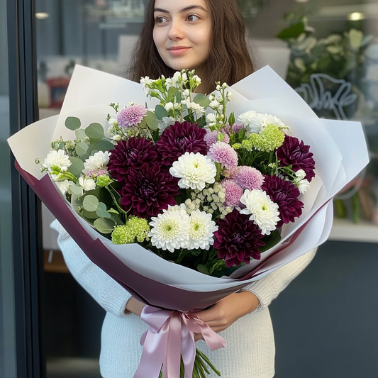 buchet_crizanteme_bordeaux_lisianthus_santini_florarie_brasov_flori_brasov