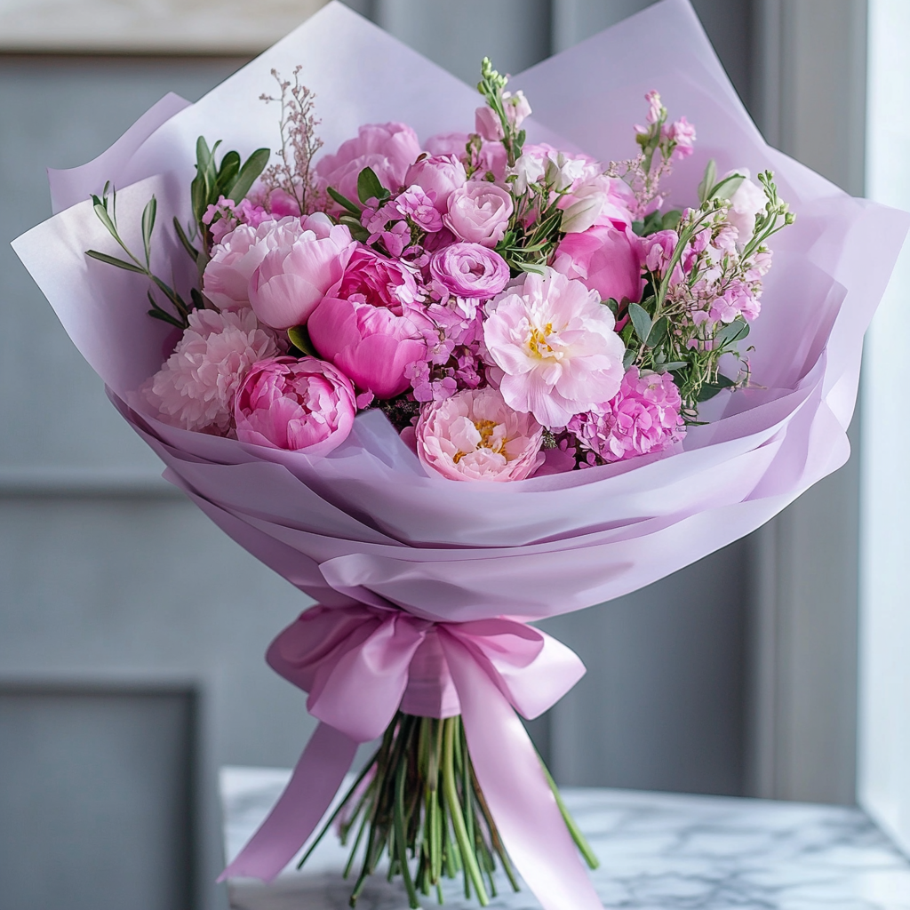 flori parfumate și delicate în buchet feminin