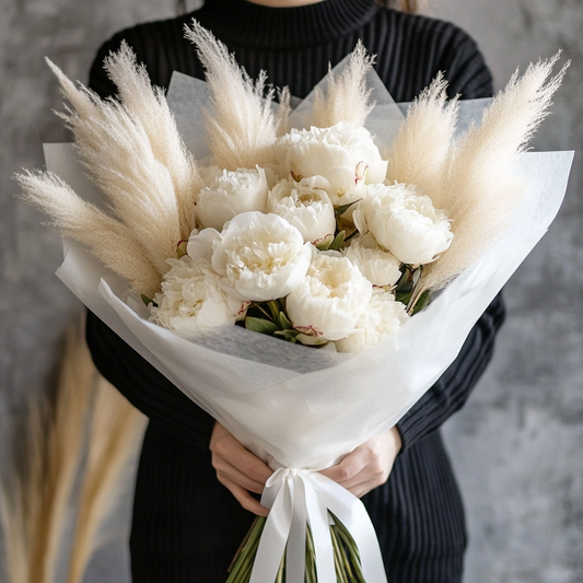 buchet 15 bujori albi livrare Brașov