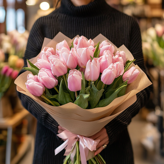 buchet 21 lalele roz livrare Brașov