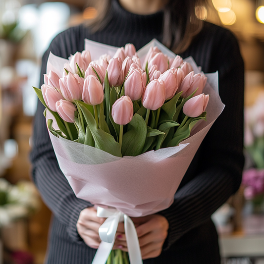 buchet 35 lalele roz livrare Brașov