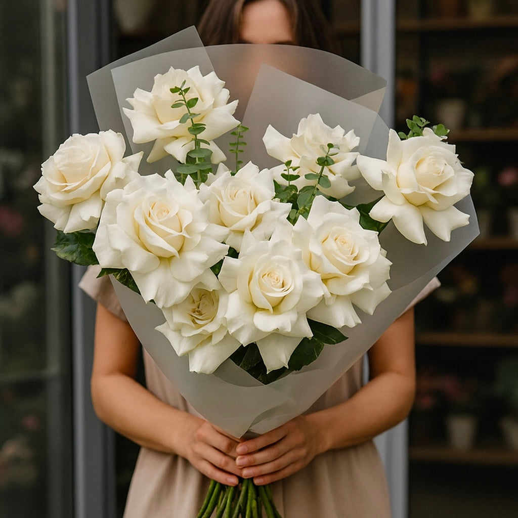 buchet_9_trandafiri_albi_deluxe_brasov