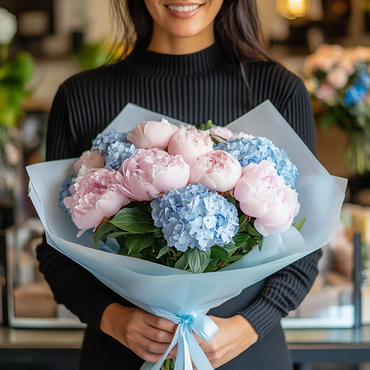 buchet bujori hortensie livrare Brașov