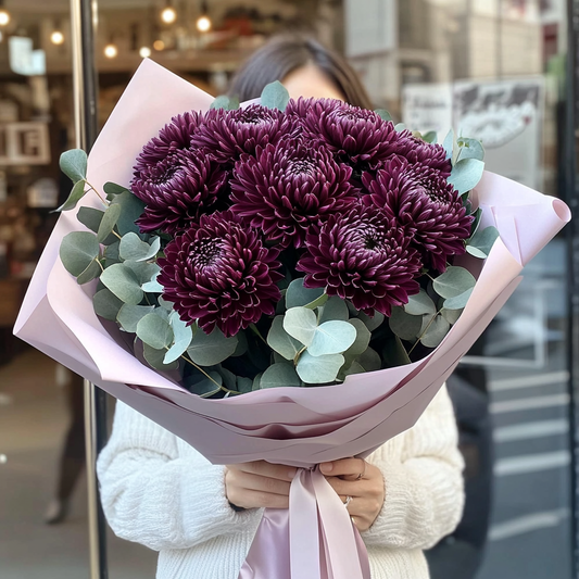 Buchet Crizanteme Bordeaux