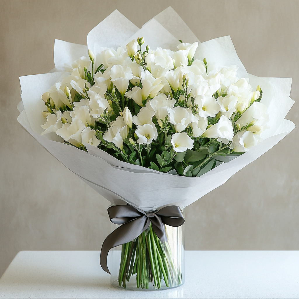 cadou floral cu flori delicate și pure
