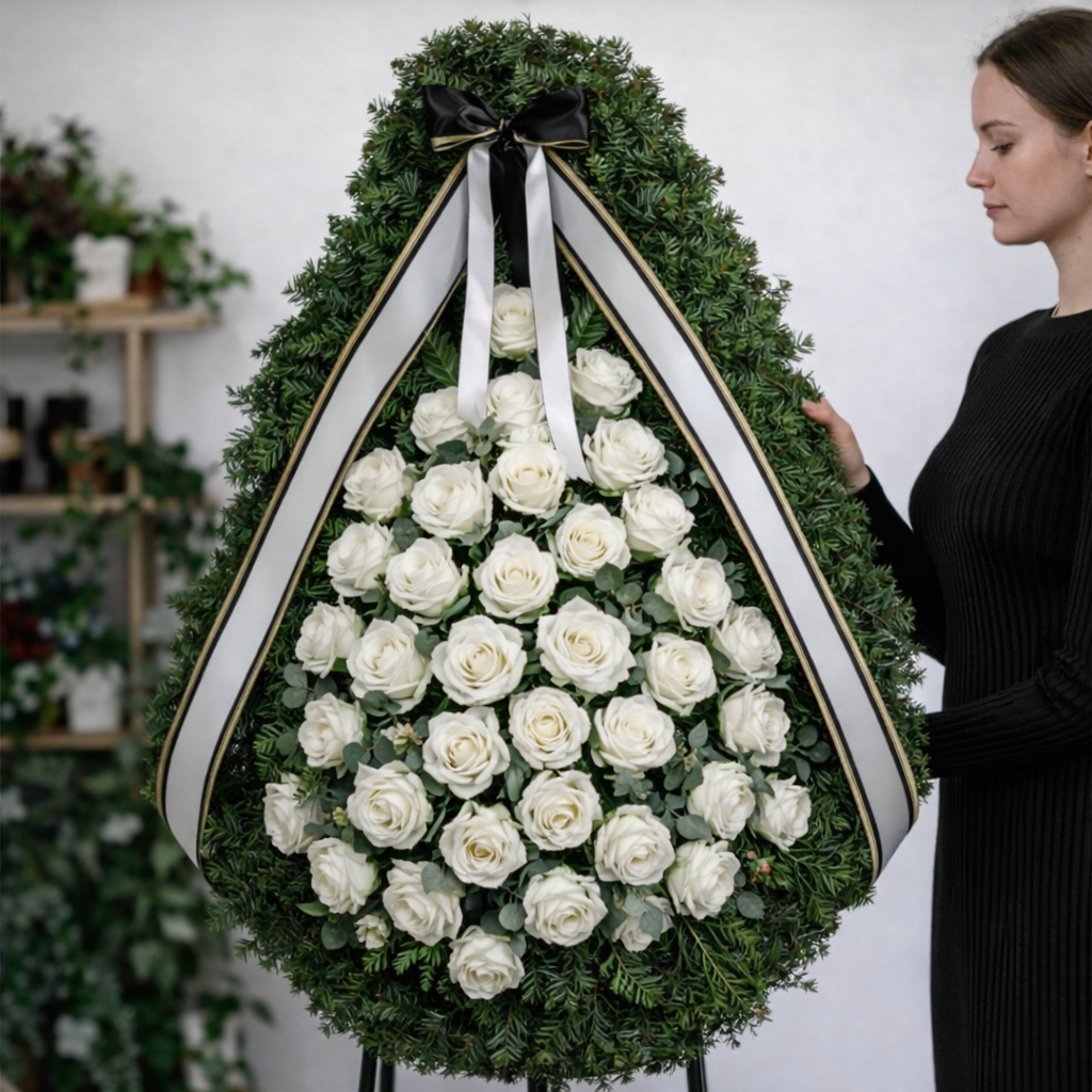 coroana_funerara_brad_natural_30_trandafiri_albi_brasov